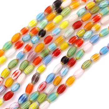 50gab/daudz 5x8mm Skaistumu Izlases Jauktu Krāsu Varavīksnes Tūkstoši Ziedu Lampwork Pērles Par DIY Auskari Rokassprādzes Pieņemšanas Piederumi