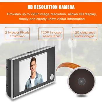 Mini HD Āra Elektronisko Peephole Kamera Skatītāju Anti-Zaglis 3.5 Iekštelpu LCD Krāsu Ekrāns Vizuāli 120° Mājās Droši Veikt Drošības