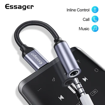 Essager Tips c līdz 3,5 mm Jack Adapteri Austiņas USB C līdz 3,5 mm Audio Aux Kabelis Xiaomi Mi 9 8 Pro Oneplus 7 7t Huawei P30
