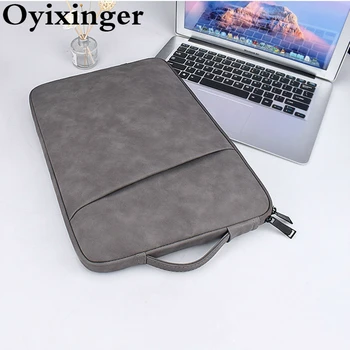 Oyixinger Klēpjdatoru Portfelis, Laptop Sleeve For 13.3-15.4 Collu MacBook Huawei Pro Vienkāršu, Vienkrāsainu Rokassomu, Ādas Notebook Bag