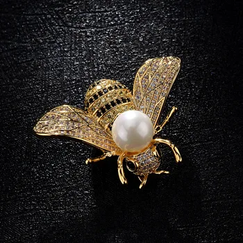Vintage Gold Bug Kukaiņu Bišu Broša Tapas Sievietes Vīrieši Bumble Bee Kristālu Urbis Pin Kukaiņu Rotaslietas Dāvanu Embellishment Piespraudes