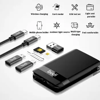 Bezvadu lādēšanas Daudzfunkcionāla Universāla LED Gaismas USB C Veida Portatīvo Datu Kabelis, Adapteri Kartes Uzglabāšanas Kaste