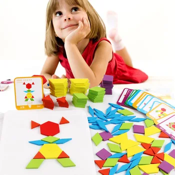 DIY Bērnu Koka Rotaļlietas 155pcs Koka Jigsaw Puzzle Board Uzstādīt Krāsains Bērnu Montessori Izglītības Rotaļlieta Bērniem, Bērniem, Dāvanu