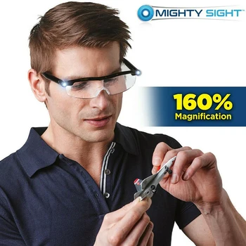 160% Palielināmie Stikli Lielā Nakts Redzamības Brilles Vīriešu Glāzes Ar apgaismojumu Led Gaismas Brilles Lupa Rokdarbi