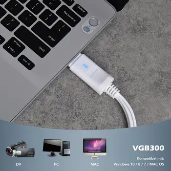 VGB300 Ārējo USB Video Capture Karte Pārsūtīt VHS Mājas Video uz PC/Windows un Mac Saderīgu/S-Video augusts