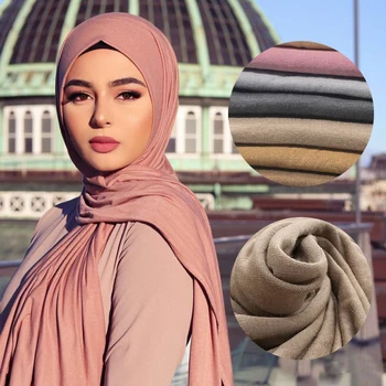 Soild krāsu kokvilnas šalle hijab musulmaņu sieviešu stiept jersey lakatu sievietes galvu aptiniet lakatus turban foulard femme musulman