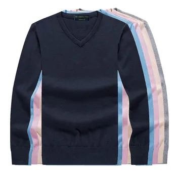 2019 jaunā Pavasara vīriešu džemperi, puloveri Vienkāršu stila kokvilnas trikotāžas V kakla džemperis Plānie džemperi, vīriešu trikotāžas Zils Sarkans Melns