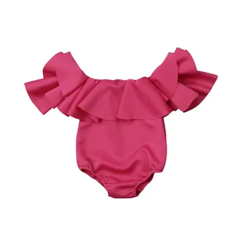 Jaundzimušais Meitene Sexy Pie Pleca Ruffles Rozā Bodysuit Bērnu Apģērbu Leotard Bebe Meitene Apģērbs