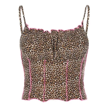 Dossni Sieviešu Apģērbu Sexy Leopards Izdrukāt Crop Topi Sieviešu Vasaras Y2k Streetwear Meiteņu Topi Gadījuma Clubwear Backless Veste