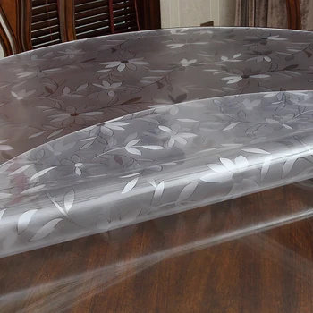 Kārta Galdauts Mīksta Caurspīdīga Stikla Galda Paklājiņš PVC Ūdensnecaurlaidīga Eļļas Pierādījums Crystal Plate Dzīvojamā Istaba Piknika Galda, Auduma