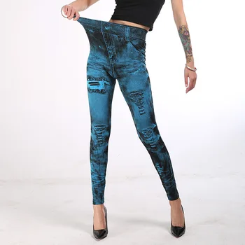 Džinsa imitācijas Stulpiņi Sieviešu Zīmuli Bikses Potītes Bikses Multi-Krāsu Hip-Lifts Super-Elastic Apgriezts Bikses Slim Ķermeņa Novājēšanu
