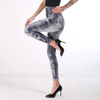 Džinsa imitācijas Stulpiņi Sieviešu Zīmuli Bikses Potītes Bikses Multi-Krāsu Hip-Lifts Super-Elastic Apgriezts Bikses Slim Ķermeņa Novājēšanu