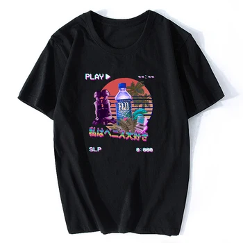Vaporwave Fidži Pudeli, Vintage, Retro Stila T-krekli Streetwear Vasaras Vīrieši/Vīriešu T Krekls Estētisko Drēbes Camisetas Hombre