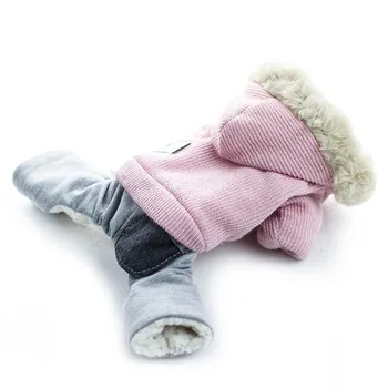 Korejiešu Stilā, Suņu Apģērbs četrkājainajiem Kokvilnas Kapuci Mētelis Silts Rudens Ziemas Mazo Rotaļu Apģērbu Karikatūra Zēni, Ropa