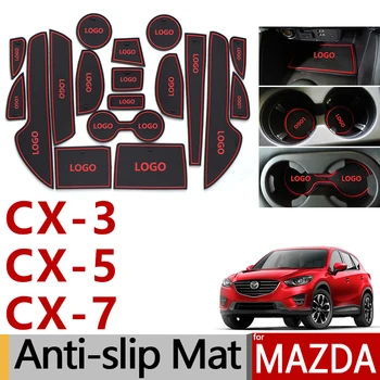Anti-Slip Gumiju Vārtiem Slots Kausa Mat Mazda CX-3 CX-5 CX-7 CX3 CX5 CX7 CX 3 5 7 2016 2017 2018 Piederumi Uzlīmes