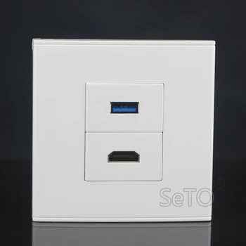 SeTo 86 Tips Viena HDMI versiju 2.0 + Single Port USB 3.0 Asorti Panelis Sienas Plāksne Ligzda Keystone Faceplate