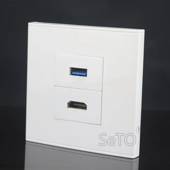 SeTo 86 Tips Viena HDMI versiju 2.0 + Single Port USB 3.0 Asorti Panelis Sienas Plāksne Ligzda Keystone Faceplate