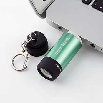 Kabatas Mini LED Lampiņu USB Lādējamu Portatīvo Ūdensizturīgs Balta Gaisma Keychain Lāpu Lampas Super Maza Lanterna