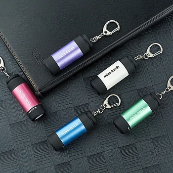 Kabatas Mini LED Lampiņu USB Lādējamu Portatīvo Ūdensizturīgs Balta Gaisma Keychain Lāpu Lampas Super Maza Lanterna