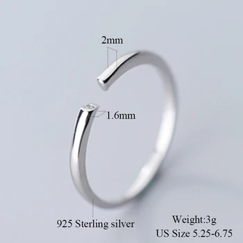 925 Sterling Silver Vienkārši Pulēta Atvērt Gredzens Vīrieši Sievietes S925 Resizable Kāzu Iesaistīšanās Gredzeni
