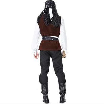 Deluxe Vīriešiem Galvaskausa Pirāts Tērpi Halloween Savvaļas Pieaugušo Kapteinis Cosplay Apģērbi