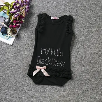 My Little Black Dress Romper Vasaras Bērnu un Zīdaiņu Guļamvieta Pidžamu Jumpsuit Dvīņi Jaundzimušā Apģērbu Tiny Kokvilnas Zīdaiņu Kombinezonus 12M