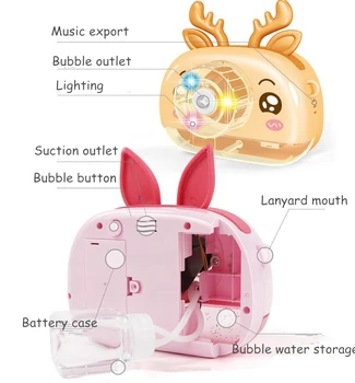 Automātiskā burbuļu mašīna buble veidotājs elektriskā burbulis, kas pūš rotaļlieta bērniem, multiplikācijas filmu skaņu un gaismas burbulis kamera rotaļlietas