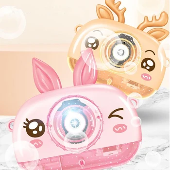 Automātiskā burbuļu mašīna buble veidotājs elektriskā burbulis, kas pūš rotaļlieta bērniem, multiplikācijas filmu skaņu un gaismas burbulis kamera rotaļlietas
