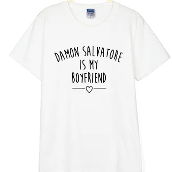 Rūpnīcas Pārdevējs!!! Damon Salvatore Ir Mans Draugs Burtiem Drukāt Vīriešiem Zaudēt T-krekli Ikdienas Kokvilnas Vampire Diaries T-krekls Krekls
