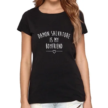 Rūpnīcas Pārdevējs!!! Damon Salvatore Ir Mans Draugs Burtiem Drukāt Vīriešiem Zaudēt T-krekli Ikdienas Kokvilnas Vampire Diaries T-krekls Krekls