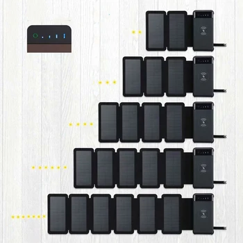 12000mAh Wireless Power Bank Salokāms Saules Lādētājs Powerbank Portatīvo Ārējo Akumulatoru iphone 11 12 X Xiaomi Poverbank