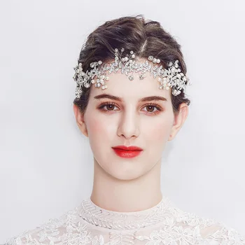 SLBRIDAL Rose Gold Crystal Rhinestone Pērles Kāzu Matu aksesuāri Hairband Līgavas Galvas Bridesmaids Rotaslietas Sievietes
