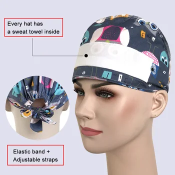 KARSTĀ pārdot Pet darba cepure Laboratorijas klp Unisex Sviedru absorbējošu Dzīvnieku print klp regulējams kosmetologs darba cepures krūmāji cepuri putekļu vāciņu