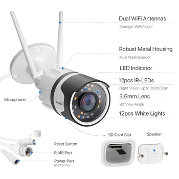 ZOSI H. 265 1080P Bezvadu Wifi IP Drošības Kamera 2MP, Āra CCTV Video Novērošanas Ūdensnecaurlaidīgu Infrasarkano Nakts Redzamības Audio