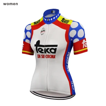 Retro Sieviešu Spānija Pro cycling team džersija tops 