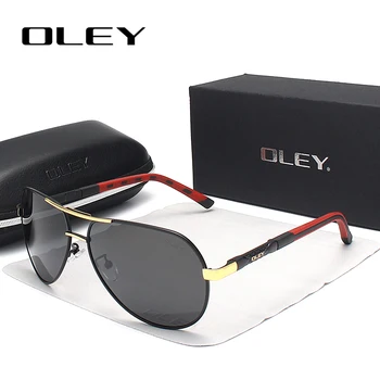 OLEY Zīmolu Vīriešu Modes Polarizētās Saulesbrilles-Retro Klasiskās Pilota Alumīnija Brilles Braukšanas HD Brilles Toņos Vīriešiem/Wome R7614