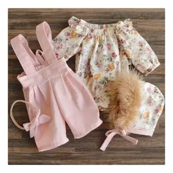 2GAB Toddler Bērniem, Baby Girl Ziemas Drēbes, Ziedu Tops+Bikses Kopumā Tērpiem salds girl apģērbu komplekts
