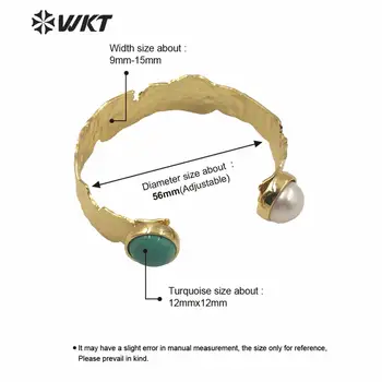MPB019 WKT ekskluzīva zelta electroplated dubultā akmens rokassprādze neregulāra karstā pārdošanas chunky misiņa rokassprādze ar divām akmens dāvanu rokassprādze