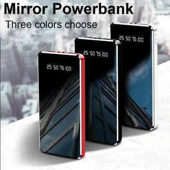 Power Bank 20000mAh par Xiaomi Powerbank Pilna Spogulis Ekrāna LED Displejs, Ātrās Uzlādes Poverbank iPhone Samsung Mobilajiem Telefoniem