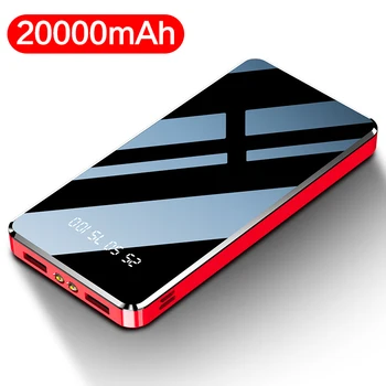 Power Bank 20000mAh par Xiaomi Powerbank Pilna Spogulis Ekrāna LED Displejs, Ātrās Uzlādes Poverbank iPhone Samsung Mobilajiem Telefoniem