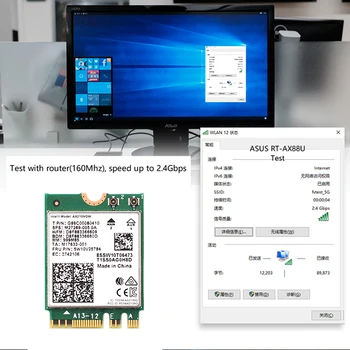 Divjoslu WI-FI 6E Intel AX210 Bluetooth 5.2 3000Mbps M. 2 Bezvadu tīkla Karte AX210NGW 2.4 Ghz/5.G/6G 802.11 ax Wifi 6 Ar Antenu