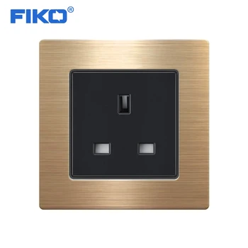 FIKO 86mm *86mm nerūsējošā tērauda panelis materiāls Britu kontaktligzdas., 13.A UK standarta strāvas kontaktligzdu balta/melna/zelta/skaida sienas kontaktligzdas