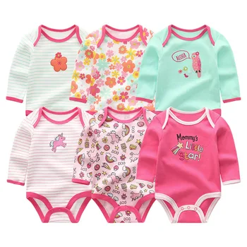2019 6PCS Bērnu Apģērbu Unicorn Bodysuits 0-12M Roupas de bebe Puiku Drēbes Svītru Jumpsuit Jaundzimušo Bērnu Kokvilnas Drēbes Meitenei