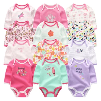 2019 6PCS Bērnu Apģērbu Unicorn Bodysuits 0-12M Roupas de bebe Puiku Drēbes Svītru Jumpsuit Jaundzimušo Bērnu Kokvilnas Drēbes Meitenei