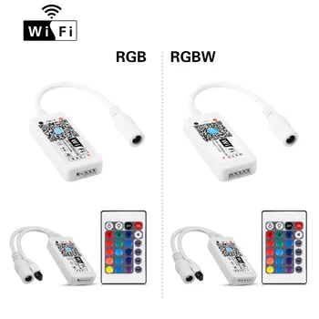 LED Strip gaismas wi-fi / Bluetooth RGB / RGBW Kontrolieris DC 5V, 12V 24V Android, IOS APP Alexa, Google Burvju Mājās, ir pults