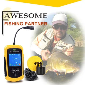 Laimīgs FFC1108-1 Portatīvo Sonar Dziļāk Fish Finder 100M zvejas Signalizācijas Ūdensizturīgs Fishfinder TN/Anti-UV LCD krāsu Displejs RU LV