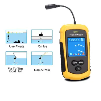 Laimīgs FFC1108-1 Portatīvo Sonar Dziļāk Fish Finder 100M zvejas Signalizācijas Ūdensizturīgs Fishfinder TN/Anti-UV LCD krāsu Displejs RU LV
