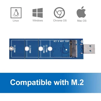 M. 2 USB adapteris, B taustiņu M. 2 SSD USB 3.0 karšu lasītājs, NGFF SATA converter atbalsta SATA SDD 2230 2242 2280 2260 bez cabl