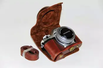 Melna/Brūna/Coffe Kamera, Ādas Gadījumā Vāks Olympus OM-D OMD EM10II E-M10 MarkII Kamera Ādas Vāks Ar Siksnu