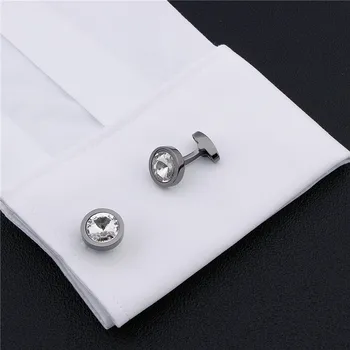 Moderns Kārta Griešanas Crystal Black /White Vīriešu aproču pogas Kāzu Modes Aksesuāri Krekls